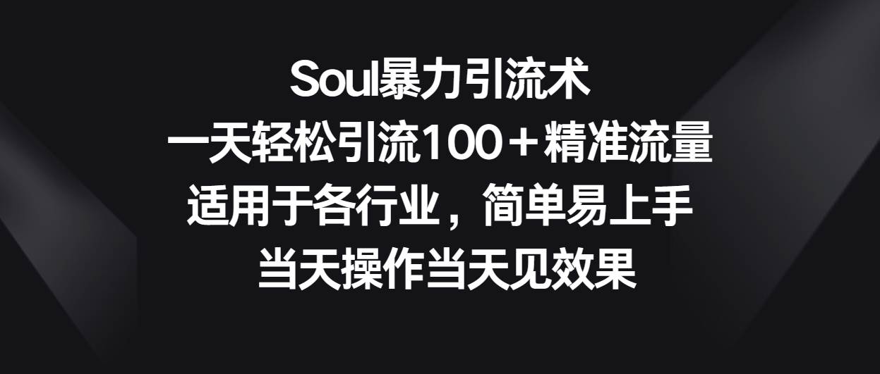 Soul暴力引流术，一天轻松引流100＋精准流量，适用于各行业，简单易上手！-领学通