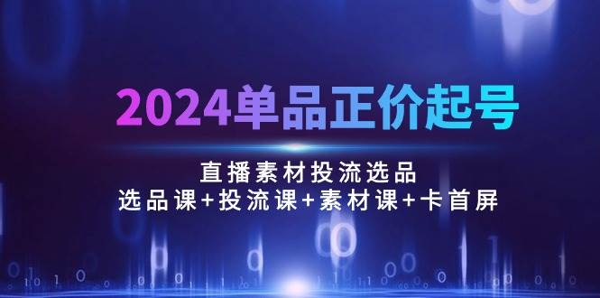 （10297期）2024单品正价起号，直播素材投流选品：选品课+投流课+素材课+卡首屏/100节-领学通
