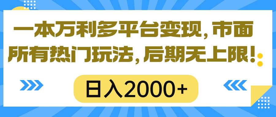 （10311期）一本万利多平台变现，市面所有热门玩法，日入2000+，后期无上限！-领学通