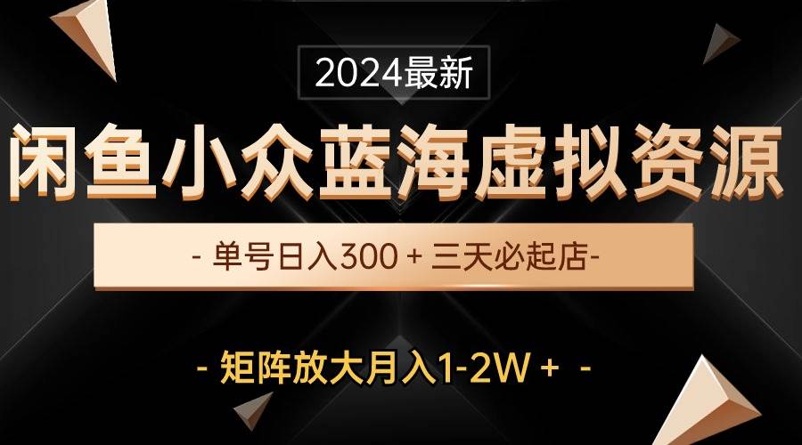 （10336期）最新闲鱼小众蓝海虚拟资源，单号日入300＋，三天必起店，矩阵放大月入1-2W-领学通