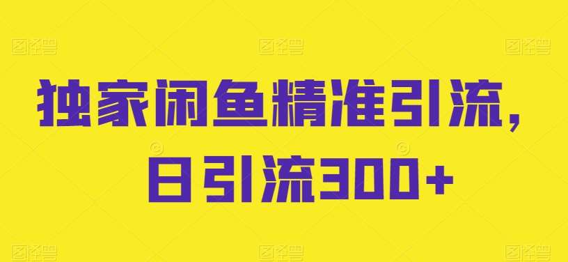 独家闲鱼精准引流，日引流300+【揭秘】-领学通