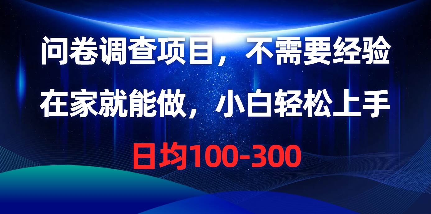 （10402期）问卷调查项目，不需要经验，在家就能做，小白轻松上手，日均100-300-领学通
