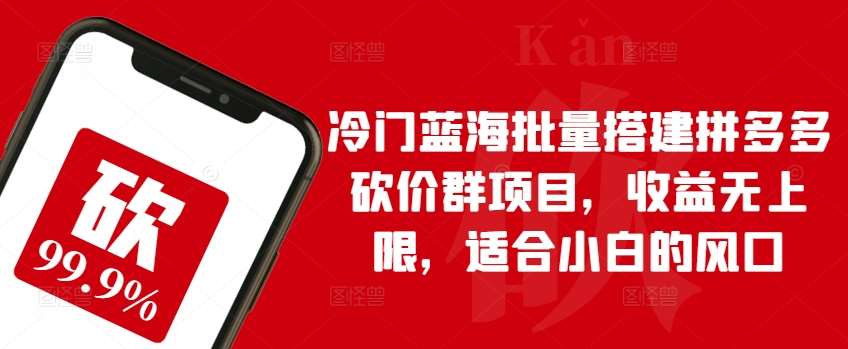 冷门蓝海批量搭建拼多多砍价群项目，收益无上限，适合小白的风口【揭秘】-领学通