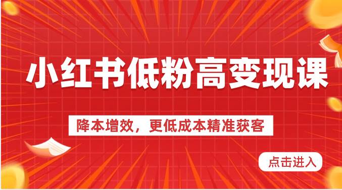 小红书低粉高变现课-降本增效，更低成本精准获客，小红书必爆的流量密码-领学通