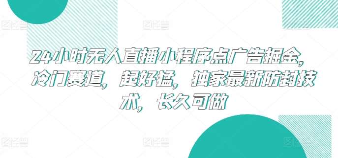 24小时无人直播小程序点广告掘金，冷门赛道，起好猛，独家最新防封技术，长久可做【揭秘】-领学通