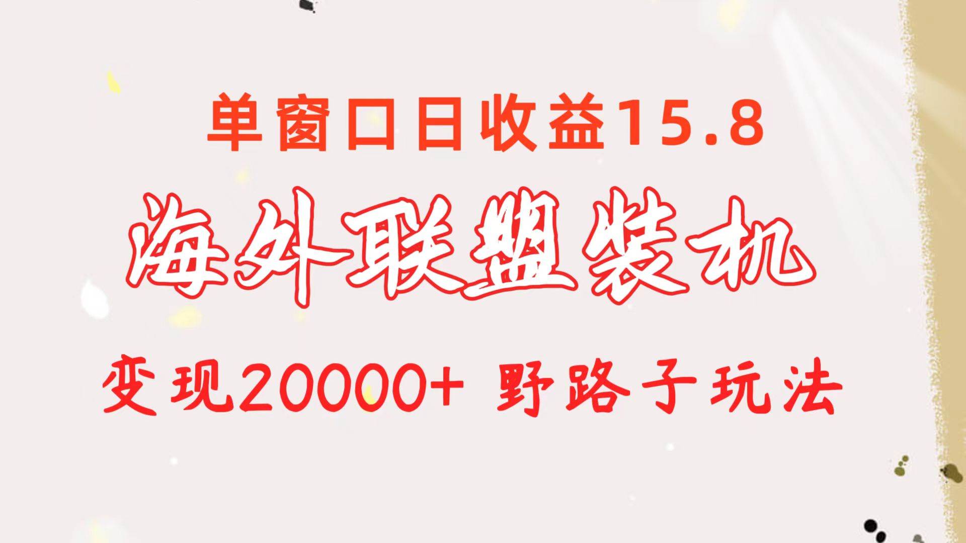 （10475期）海外联盟装机 单窗口日收益15.8  变现20000+ 野路子玩法-领学通