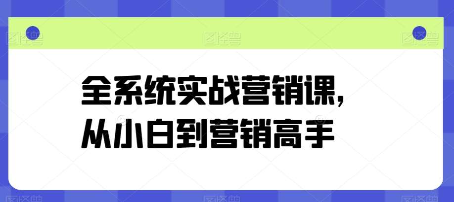 全系统实战营销课，从小白到营销高手-领学通