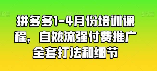 拼多多1-4月份培训课程，自然流强付费推广全套打法和细节-领学通