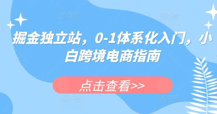 掘金独立站，0-1体系化入门，小白跨境电商指南-领学通