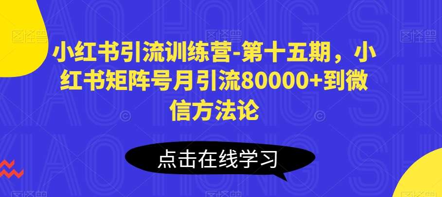 小红书引流训练营-第十五期，小红书矩阵号月引流80000+到微信方法论-领学通