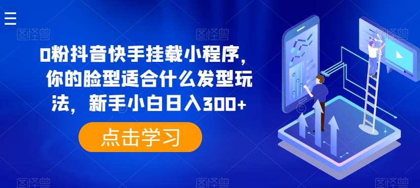 0粉抖音快手挂载小程序，你的脸型适合什么发型玩法，新手小白日入300+【揭秘】-领学通