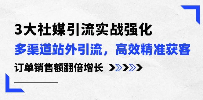 （10563期）3大社媒引流实操强化，多渠道站外引流/高效精准获客/订单销售额翻倍增长-领学通