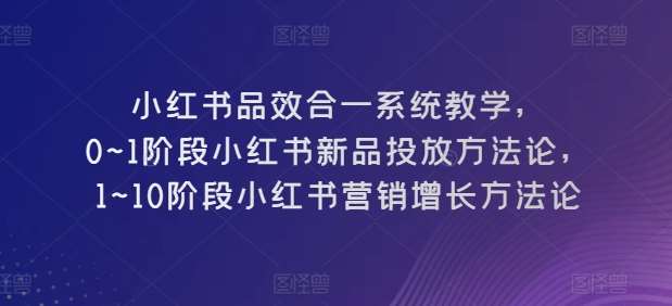 小红书品效合一系统教学，​0~1阶段小红书新品投放方法论，​1~10阶段小红书营销增长方法论-领学通