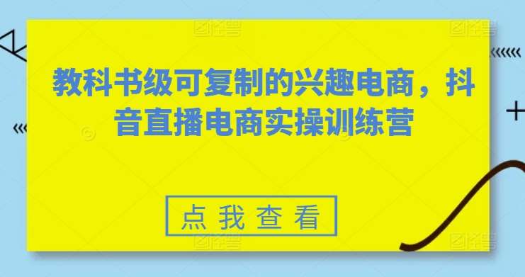 教科书级可复制的兴趣电商，抖音直播电商实操训练营-领学通