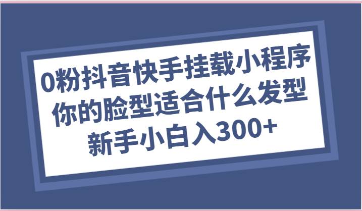 0粉抖音快手挂载小程序，你的脸型适合什么发型玩法，新手小白日入300+-领学通