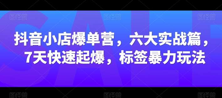抖音小店爆单营，六大实战篇，7天快速起爆，标签暴力玩法-领学通