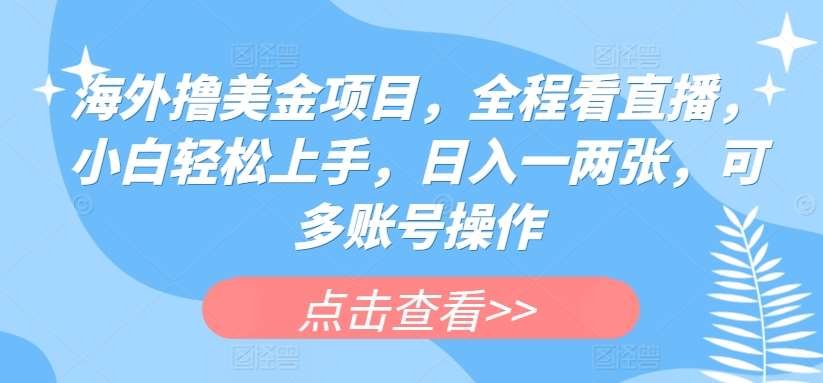 海外撸美金项目，全程看直播，小白轻松上手，日入一两张，可多账号操作【揭秘】-领学通