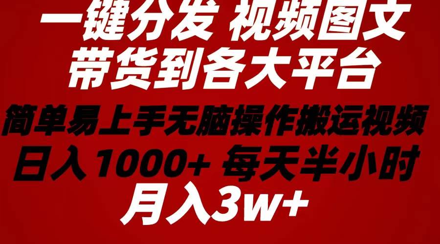 （10667期）2024年 一键分发带货图文视频  简单易上手 无脑赚收益 每天半小时日入1…-领学通