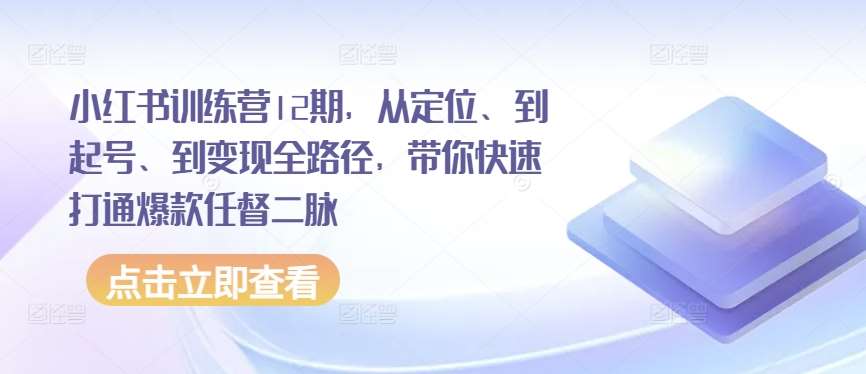 小红书训练营12期，从定位、到起号、到变现全路径，带你快速打通爆款任督二脉-领学通