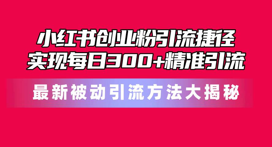 （10692期）小红书创业粉引流捷径！最新被动引流方法大揭秘，实现每日300+精准引流-领学通