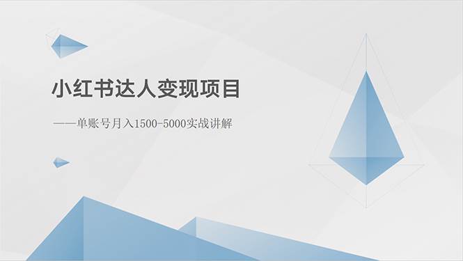 （10720期）小红书达人变现项目：单账号月入1500-3000实战讲解-领学通