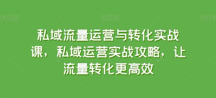 私域流量运营与转化实战课，私域运营实战攻略，让流量转化更高效-领学通