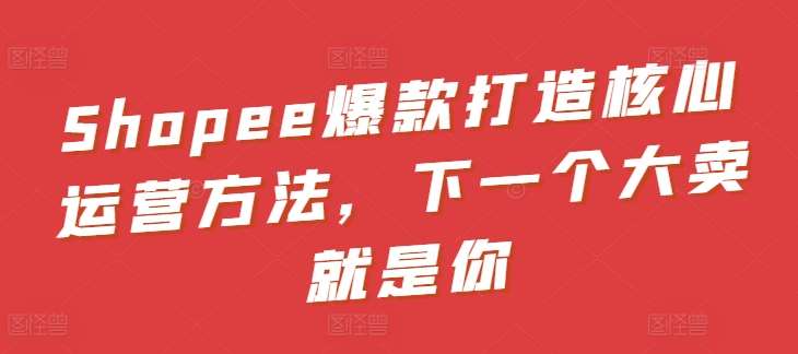 Shopee爆款打造核心运营方法，下一个大卖就是你-领学通