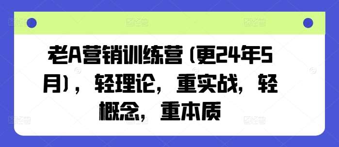 老A营销训练营(更24年5月)，轻理论，重实战，轻概念，重本质-领学通