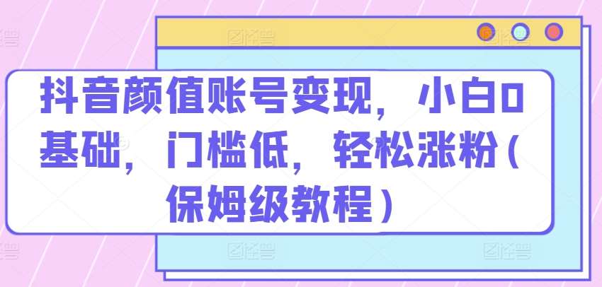 抖音颜值账号变现，小白0基础，门槛低，​轻松涨粉(保姆级教程)【揭秘】-领学通