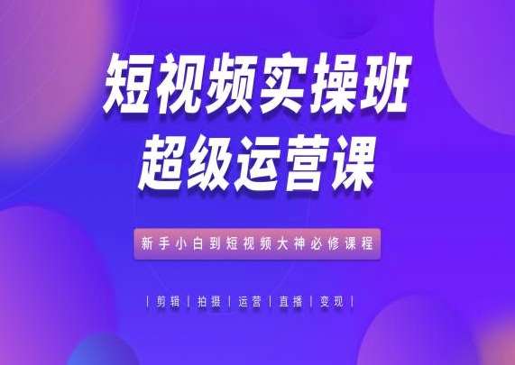 短视频实操班超级运营课，新手小白到短视频大神必修课程-领学通