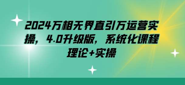 2024万相无界直引万运营实操，4.0升级版，系统化课程 理论+实操-领学通