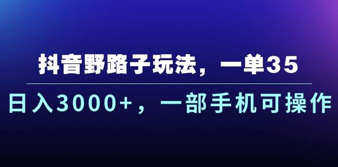 （10909期）抖音野路子玩法，一单35.日入3000+，一部手机可操作-领学通
