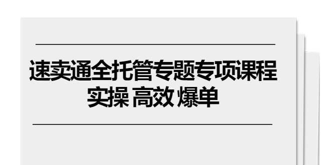 （10917期）速卖通 全托管专题专项课程，实操 高效 爆单（11节课）-领学通