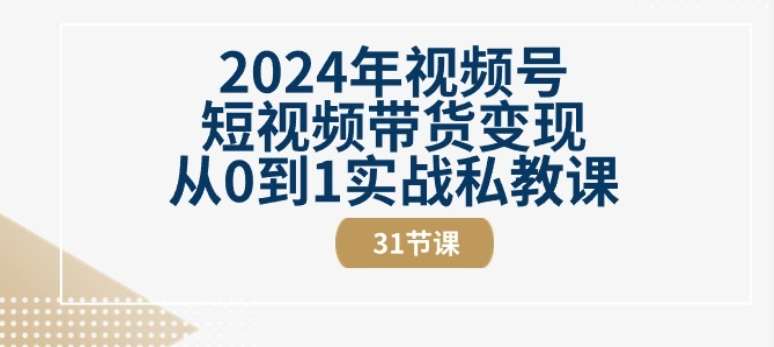 2024年视频号短视频带货变现从0到1实战私教课(31节视频课)-领学通