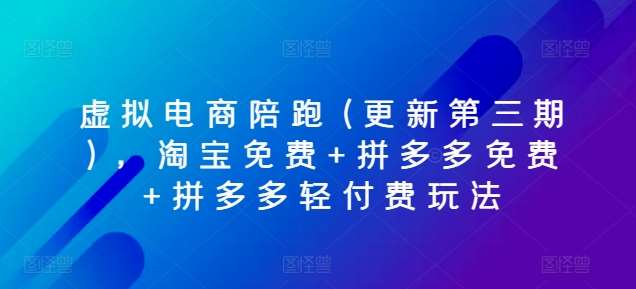 虚拟电商陪跑(更新第三期)，淘宝免费+拼多多免费+拼多多轻付费玩法-领学通