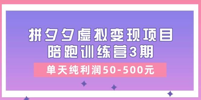 （11000期）某收费培训《拼夕夕虚拟变现项目陪跑训练营3期》单天纯利润50-500元-领学通