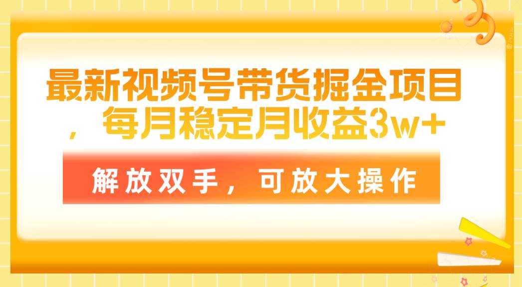 （11010期）最新视频号带货掘金项目，每月稳定月收益3w+，解放双手，可放大操作-领学通