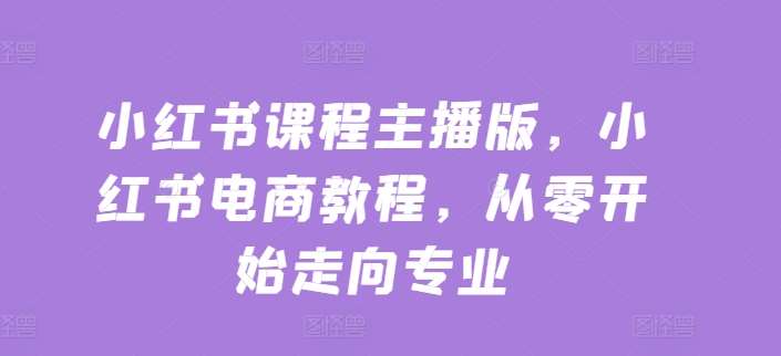 小红书课程主播版，小红书电商教程，从零开始走向专业-领学通