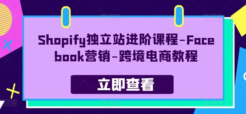 Shopify独立站进阶课程-Facebook营销-跨境电商教程-领学通
