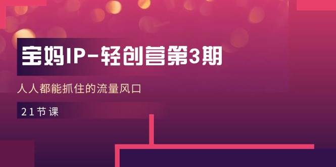 宝妈IP轻创营第3期，人人都能抓住的流量风口（21节课）-领学通