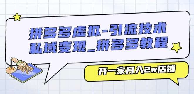 拼多多虚拟-引流技术与私域变现_拼多多教程：开一家月入2w店铺-领学通