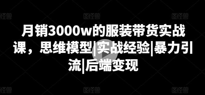 月销3000w的服装带货实战课，思维模型|实战经验|暴力引流|后端变现-领学通