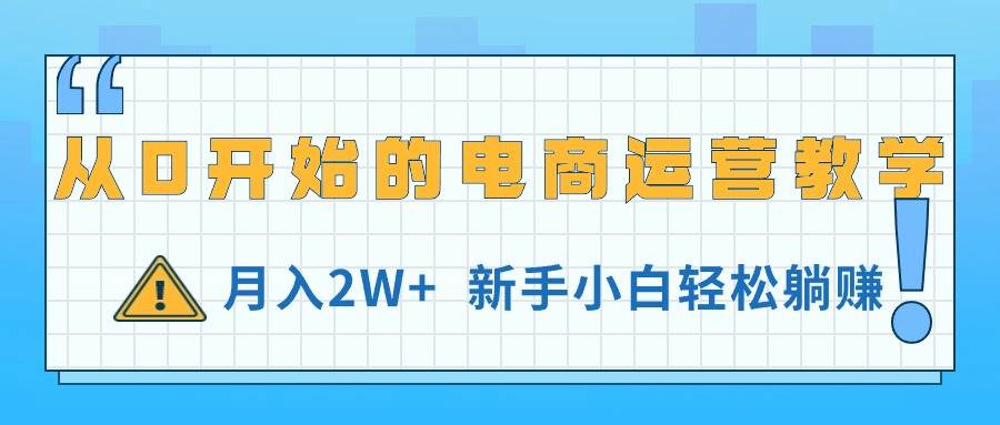 （11081期）从0开始的电商运营教学，月入2W+，新手小白轻松躺赚-领学通