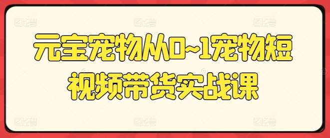 元宝宠物从0~1宠物短视频带货实战课-领学通