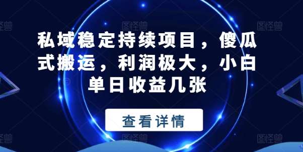 私域稳定持续项目，傻瓜式搬运，利润极大，小白单日收益几张【揭秘】-领学通