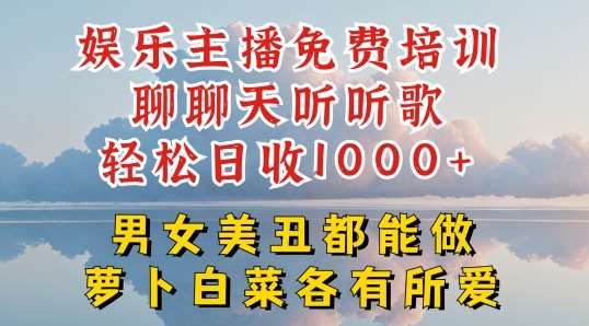娱乐主播免费培训聊聊天听听歌轻松日收1K+，男女美丑都能做萝卜白菜各有所爱【揭秘】-领学通