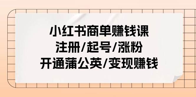 小红书商单赚钱课：注册/起号/涨粉/开通蒲公英/变现赚钱（25节课）-领学通