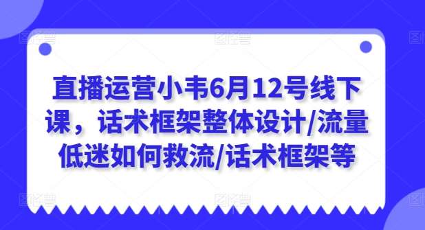 直播运营小韦6月12号线下课，话术框架整体设计/流量低迷如何救流/话术框架等-领学通