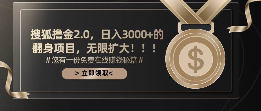 （11196期）搜狐撸金2.0日入3000+，可无限扩大的翻身项目-领学通