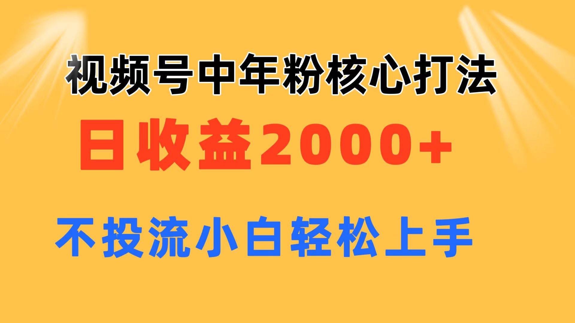（11205期）视频号中年粉核心玩法 日收益2000+ 不投流小白轻松上手-领学通